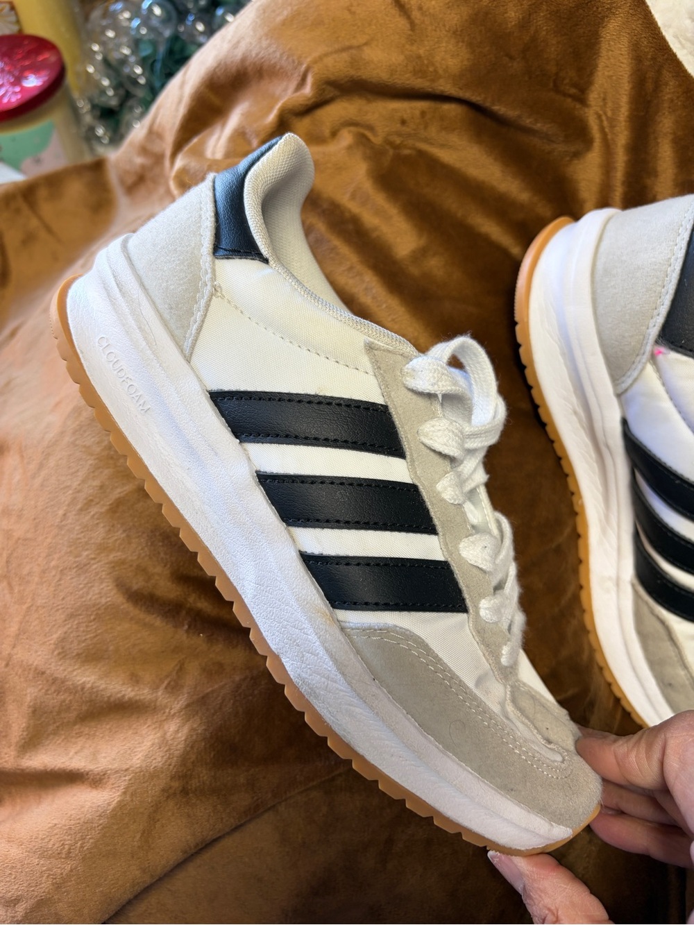 adidas White, Black & Gum Low-Top Retro Sneakers